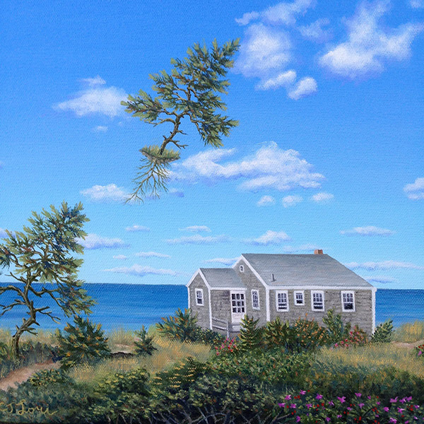 Leaving the Beach House, oil on canvas, 12 x 12