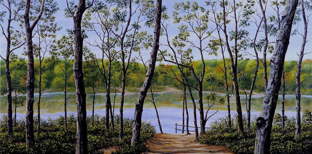 Finally, Duck Pond — oil on wood, 24 x 48&quot;, 2009