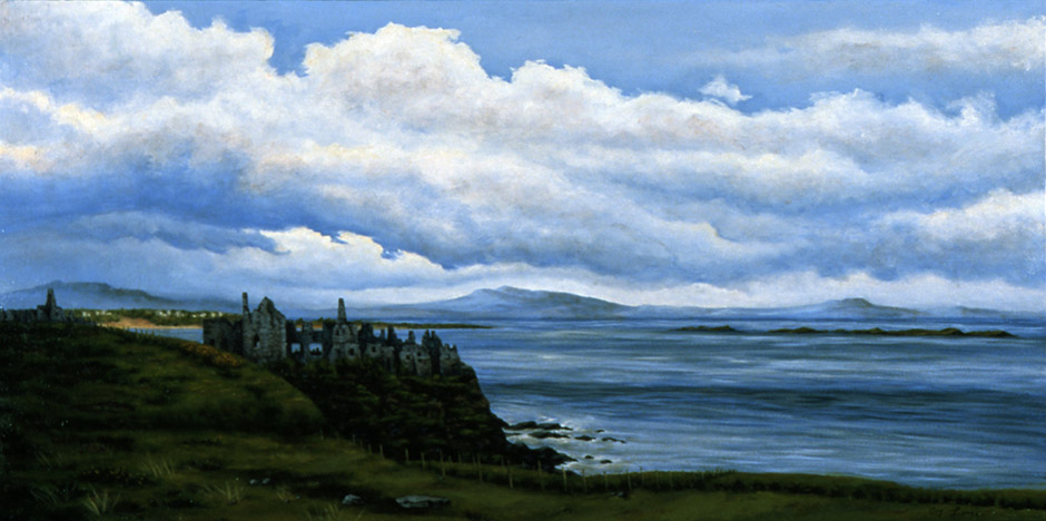 Approaching Dunluce — oil on canvas, 18 x 36&quot;, 2013, Sold