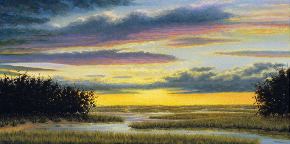 Off Old Wharf Road — oil on panel, 18 x 36&quot;, 2011, Sold