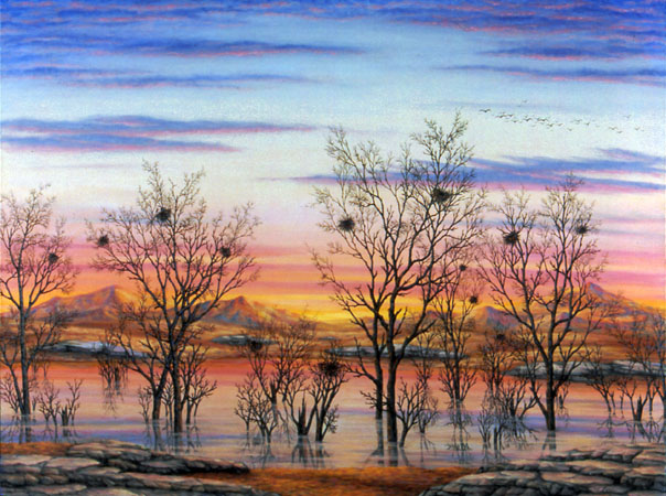 THIRTEEN NESTS, oil on canvas, 30 x 40&quot;, 2004 (Sold)