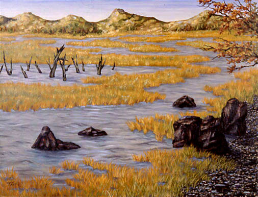 LAST SEEN AT WORLD'S END oil on canvas, 26 x 34&quot;, 1991