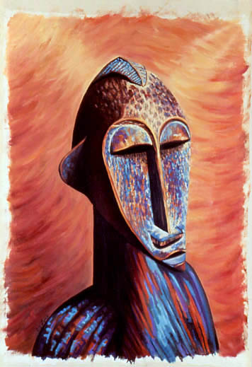MASKS IV: THE ARISTOCRAT oil on unstretched canvas, 50 x 35&quot;, 1989 (Sold)